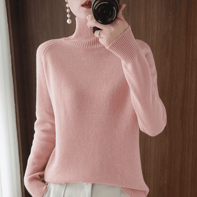 Lucía | Jersey de Mujer de Cuello Alto y Punto Fino