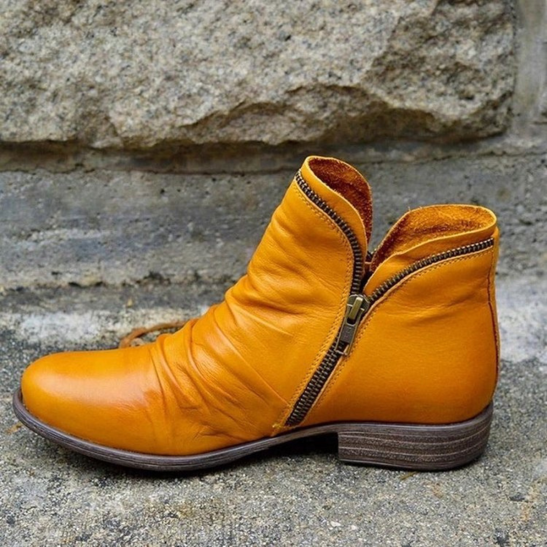 Maelle | Botines Fruncidos de Tacón Bajo