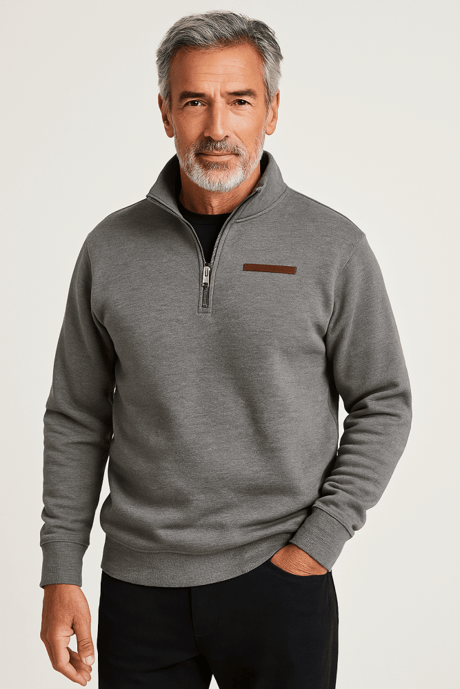 Bjarke | Blød Foret Half-zip Sweatshirt med Høj Krave - StilfulltMen's sweatersDMED4-NN658019MørkegråSBjarke | Blød Foret Half-zip Sweatshirt med Høj Krave