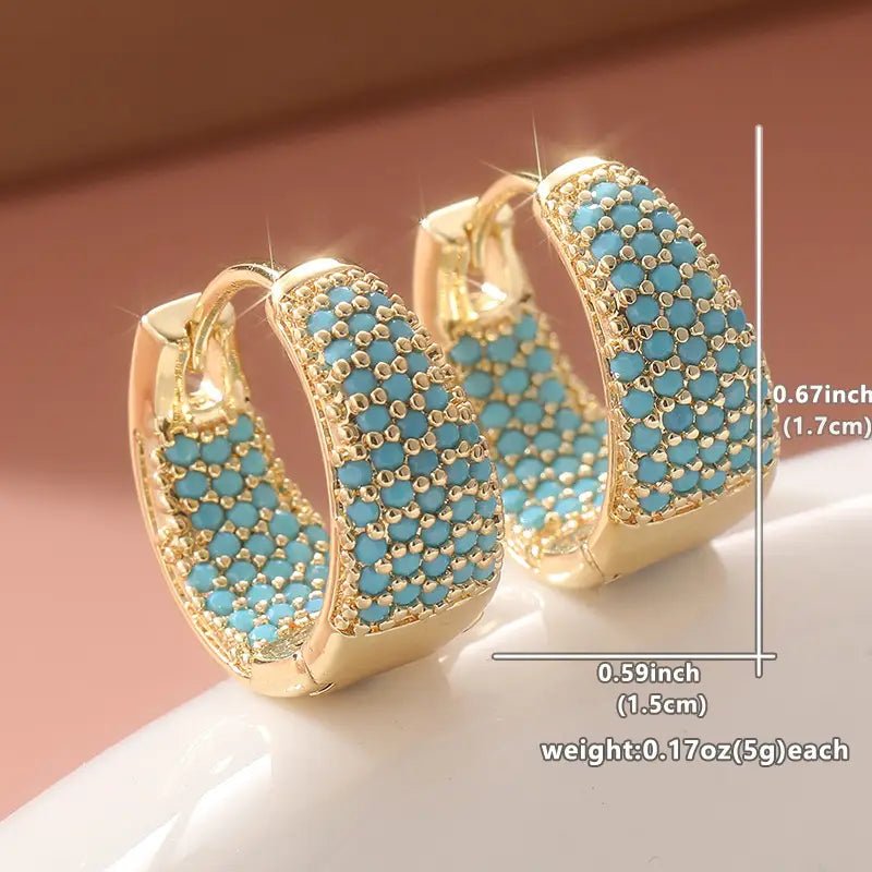 Calista | Pendientes de Aro Anchos con Piedras Turquesa - StilfulltWomen's jewelryCalista | Pendientes de Aro Anchos con Piedras Turquesa