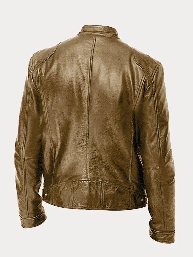Corentin | Cazadora de Piel Sintética con Cuello Mao - StilfulltMen's jacketsBlancoSCorentin | Cazadora de Piel Sintética con Cuello Mao