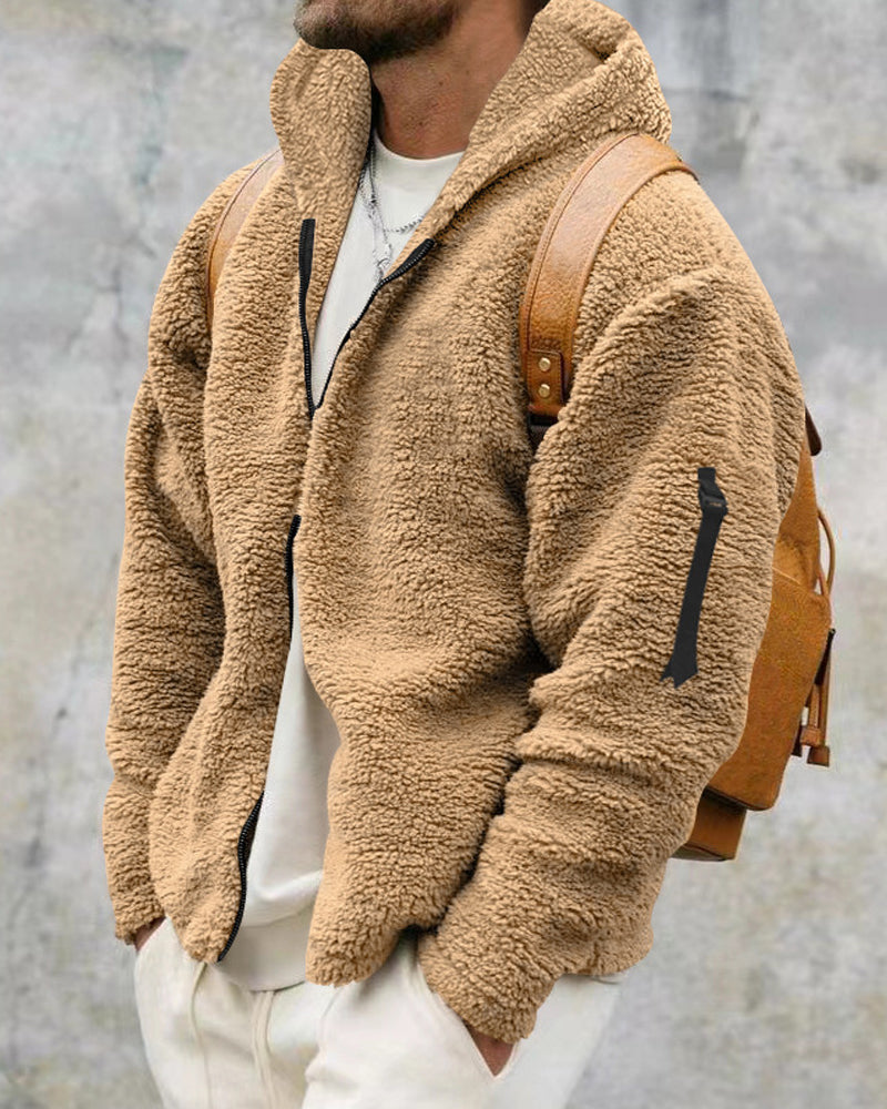 Torsten | Chaqueta de Borreguito Holgada con Capucha