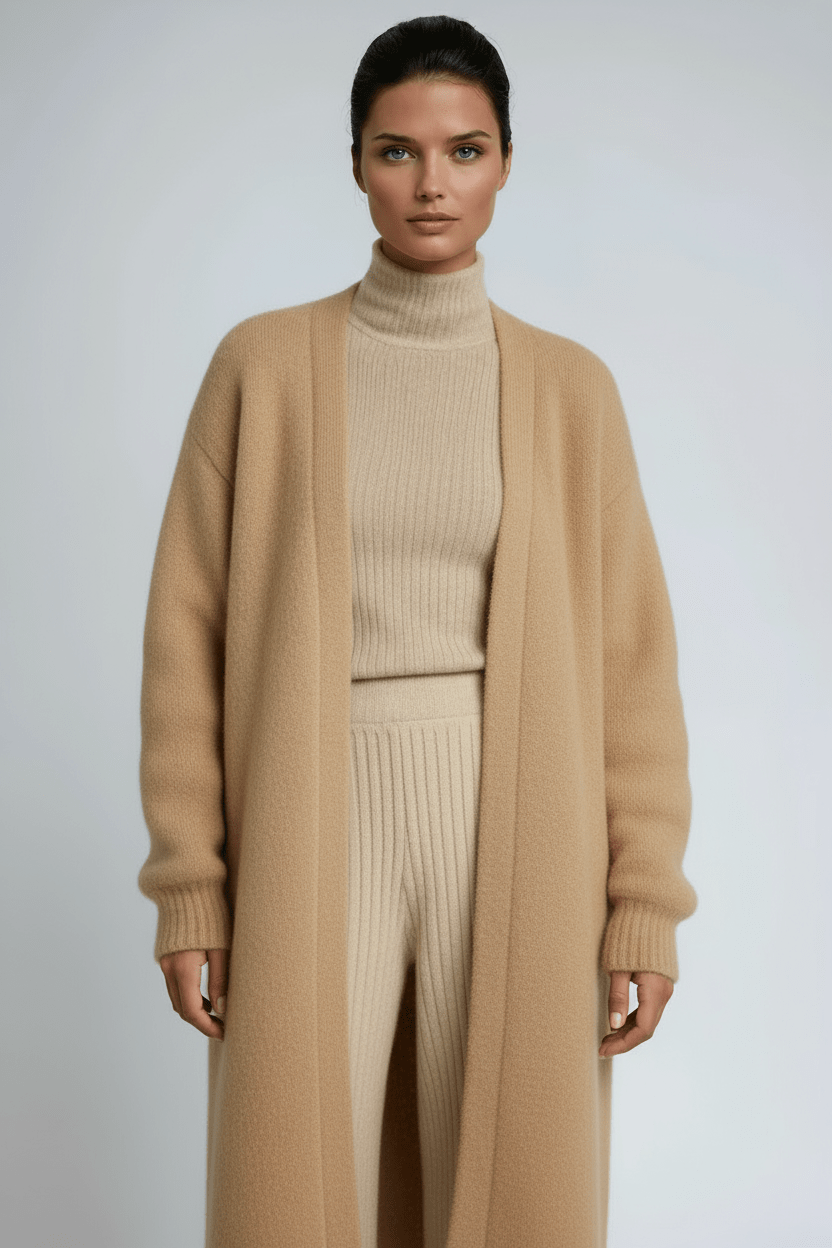 Vigga | Lang Oversized Strikcardigan - StilfulltWomen's vestsSKU_1756158228260_724KhakiOne sizeVigga | Lang Oversized Strikcardigan