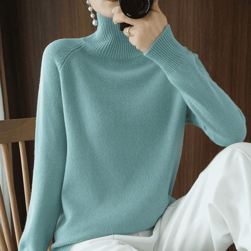 Lucía | Jersey de Mujer de Cuello Alto y Punto Fino