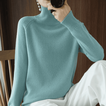 Lucía | Jersey de Mujer de Cuello Alto y Punto Fino