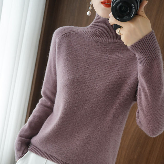 Lucía | Jersey de Mujer de Cuello Alto y Punto Fino