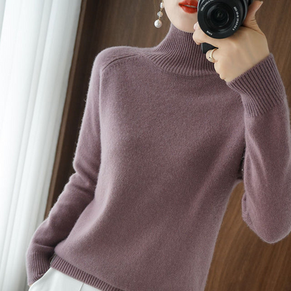 Lucía | Jersey de Mujer de Cuello Alto y Punto Fino