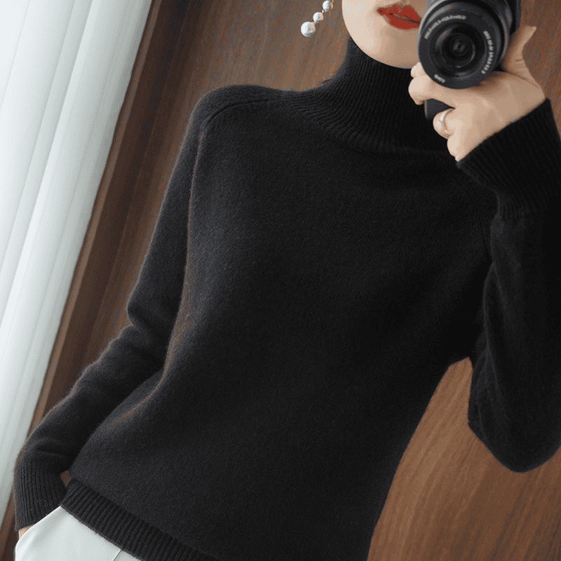 Lucía | Jersey de Mujer de Cuello Alto y Punto Fino