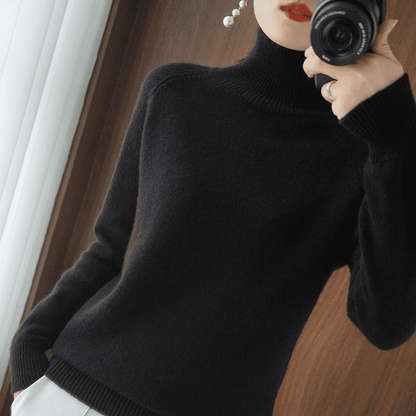 Lucía | Jersey de Mujer de Cuello Alto y Punto Fino