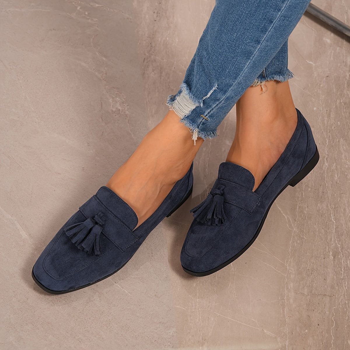 Inés | Mocasines de Mujer con Borlas y Tacón Bajo