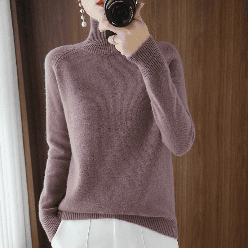 Lucía | Jersey de Mujer de Cuello Alto y Punto Fino