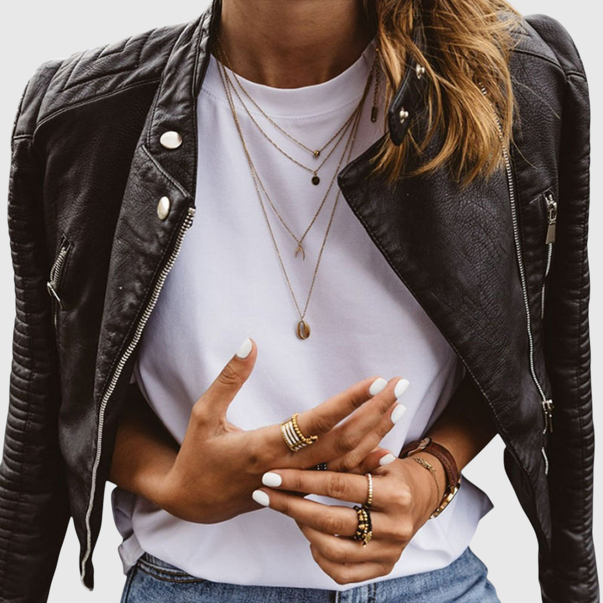 Tindra | Chaqueta Biker Efecto Piel Acolchada