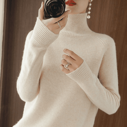 Lucía | Jersey de Mujer de Cuello Alto y Punto Fino