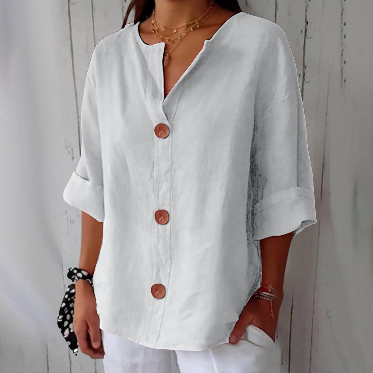 Hadley | Blusa de Lino con Botones de Madera