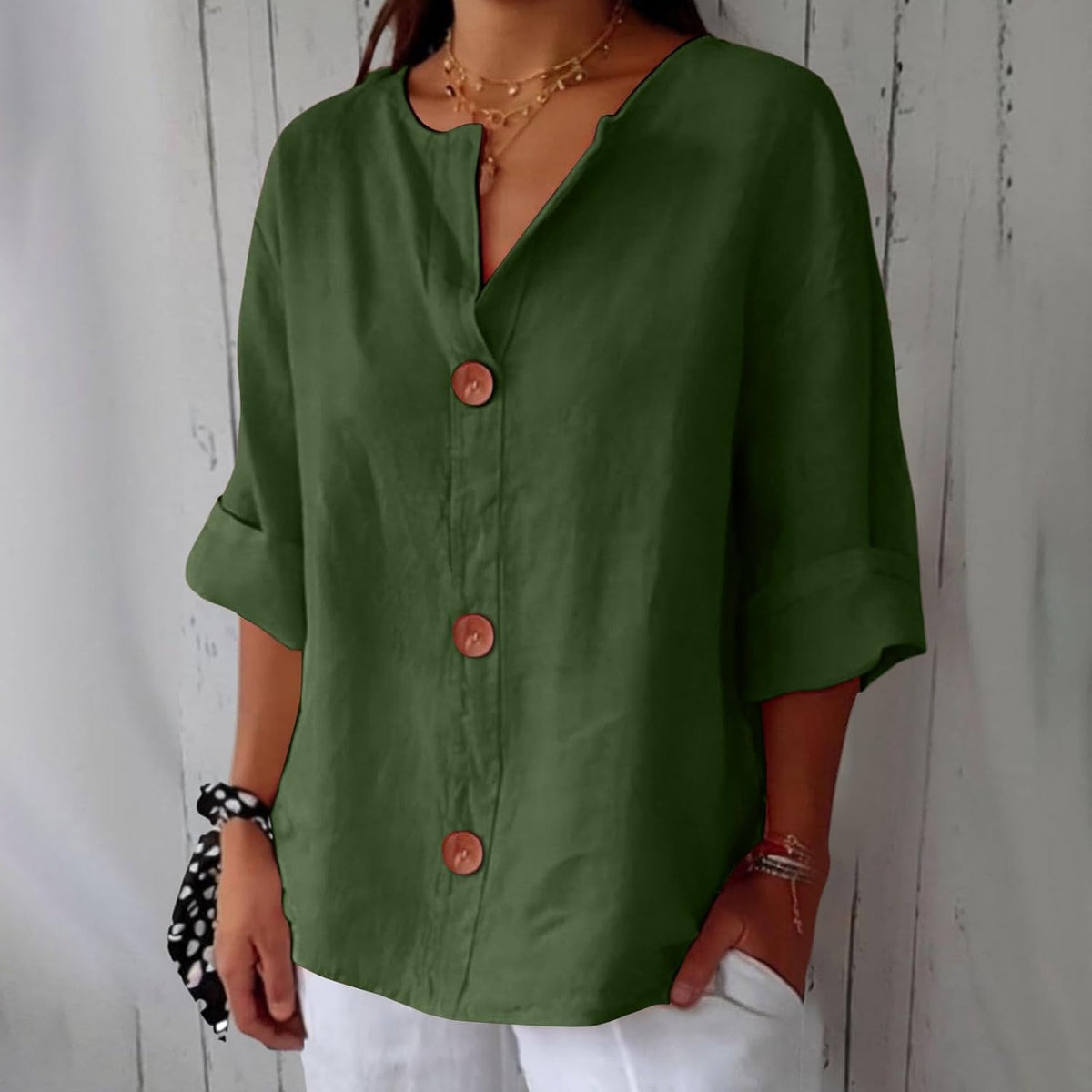 Hadley | Blusa de Lino con Botones de Madera