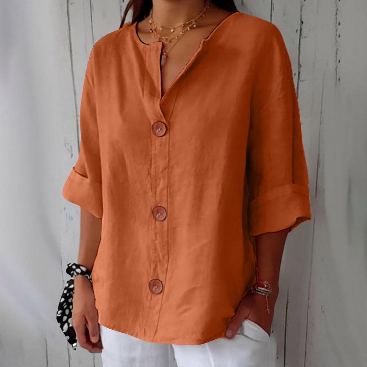 Hadley | Blusa de Lino con Botones de Madera