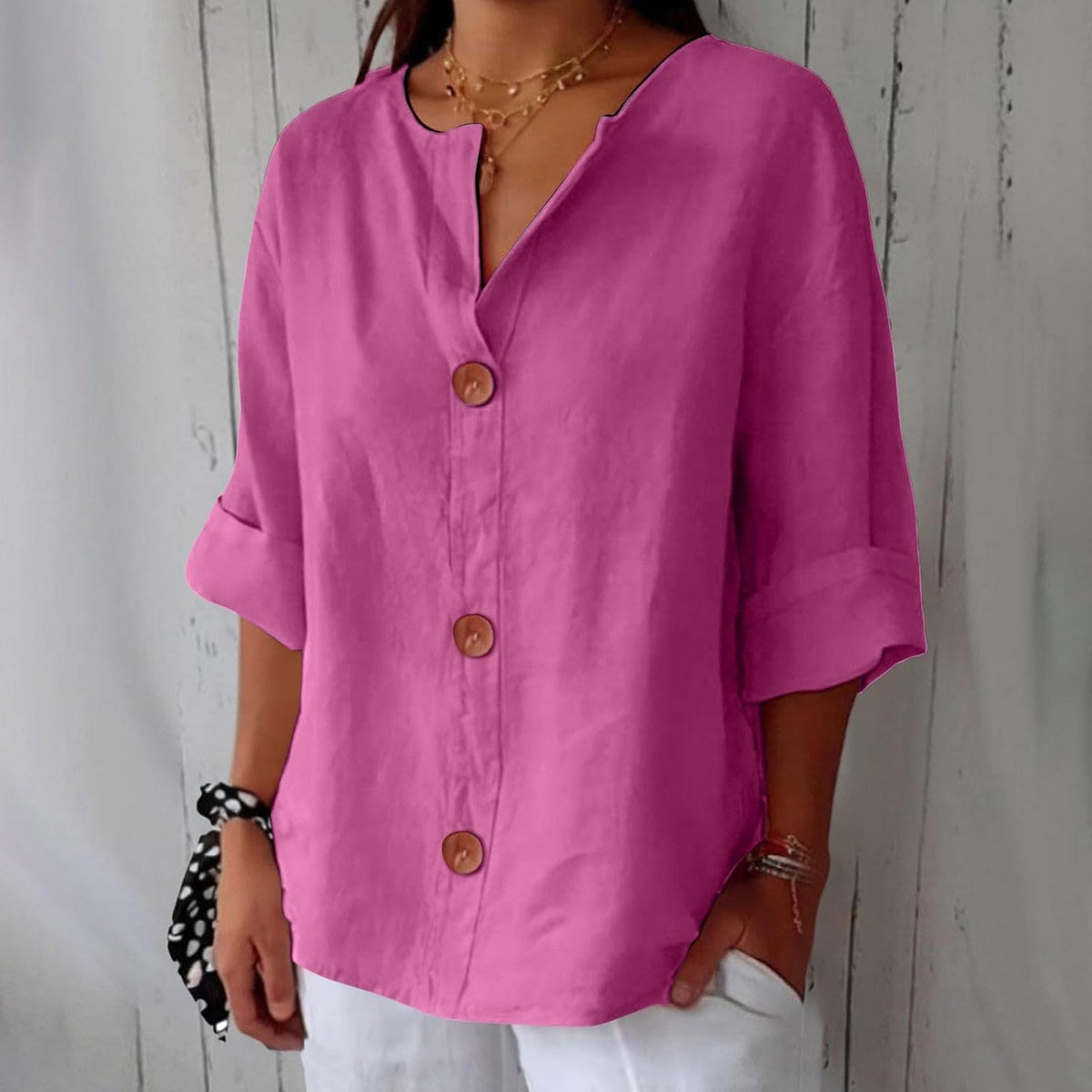 Hadley | Blusa de Lino con Botones de Madera