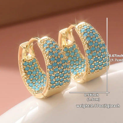 Calista | Pendientes de Aro Anchos con Piedras Turquesa