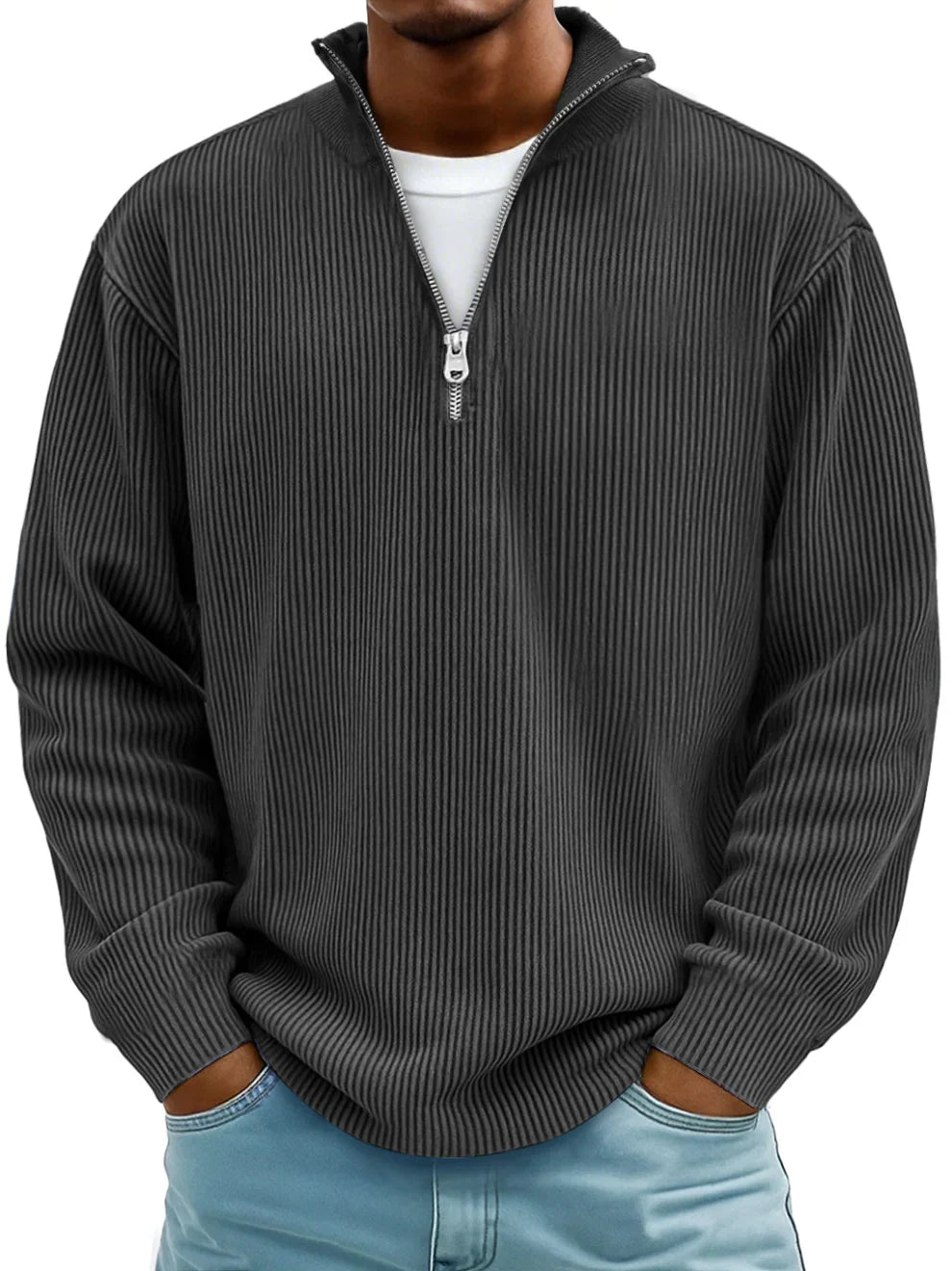 Dashiell | Jersey Acanalado Holgado de Media Cremallera