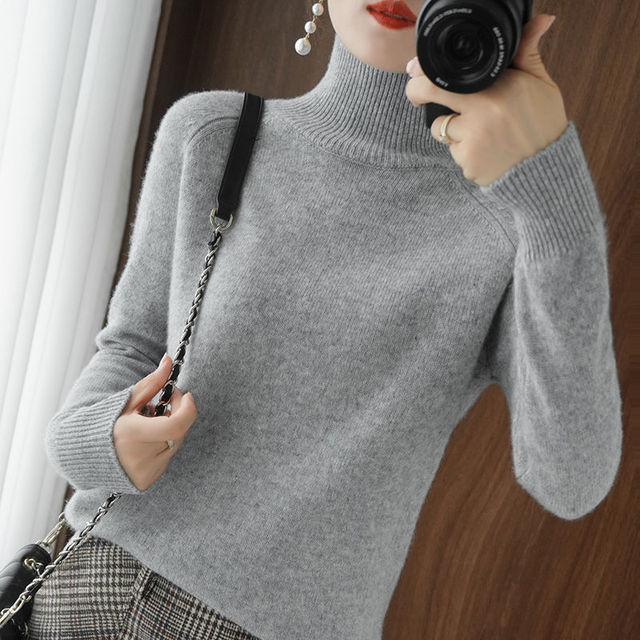 Lucía | Jersey de Mujer de Cuello Alto y Punto Fino