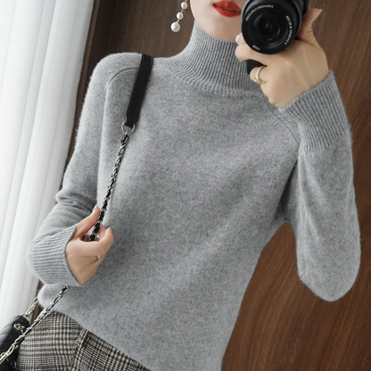Lucía | Jersey de Mujer de Cuello Alto y Punto Fino