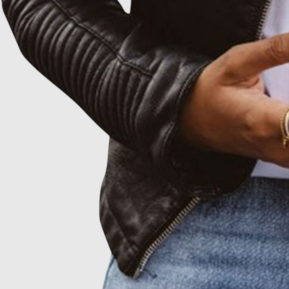 Tindra | Chaqueta Biker Efecto Piel Acolchada