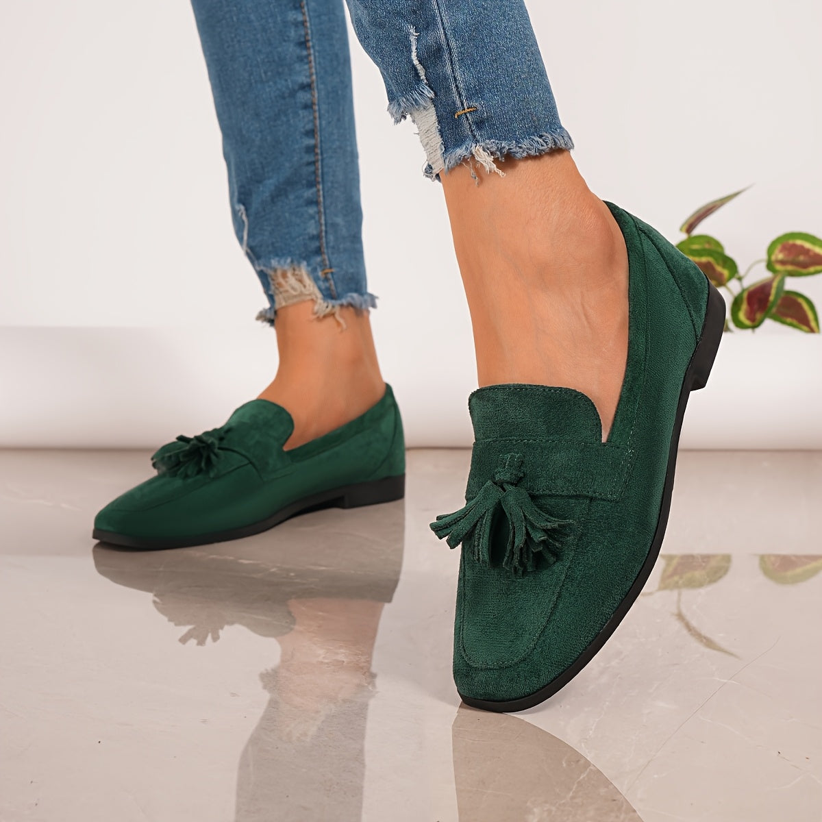 Inés | Mocasines de Mujer con Borlas y Tacón Bajo