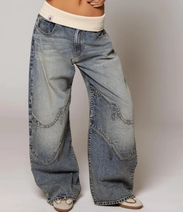 Wren | Vaqueros Baggy de Pierna Ancha con Costuras Curvas