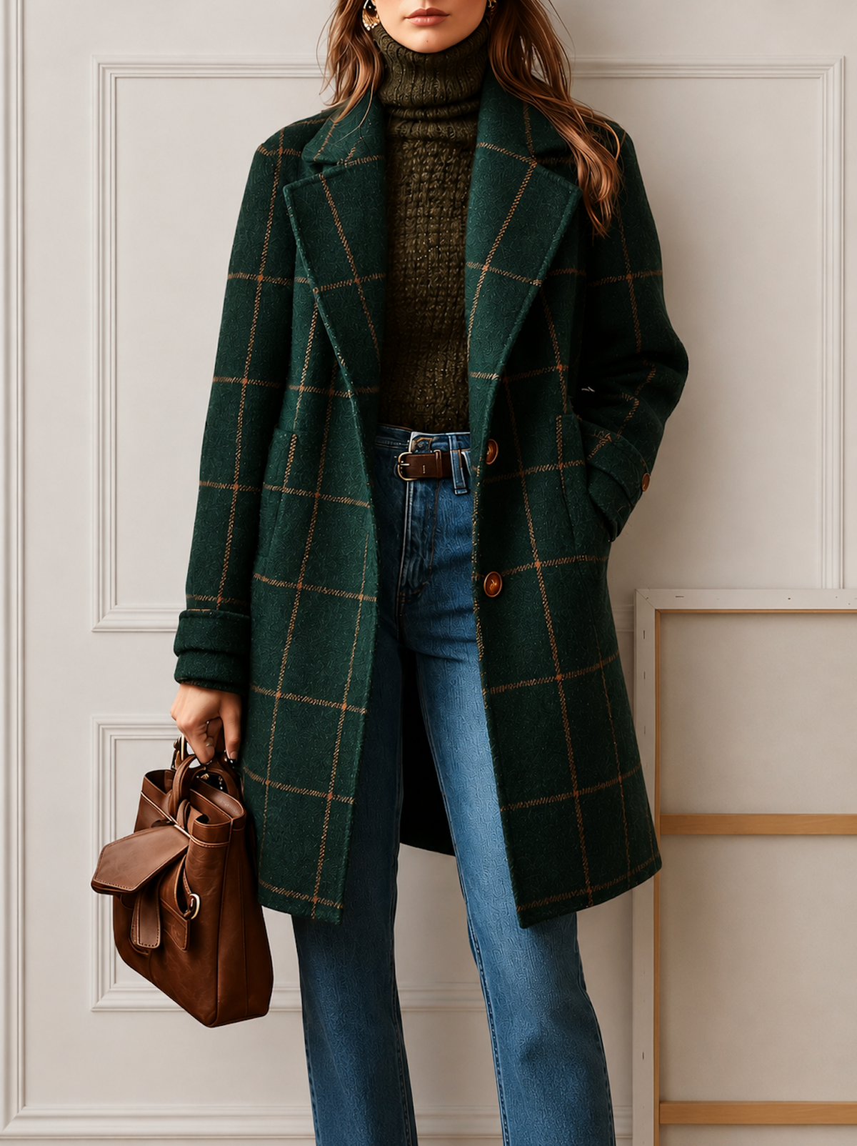 Rosalind | Abrigo Largo de Tweed a Cuadros