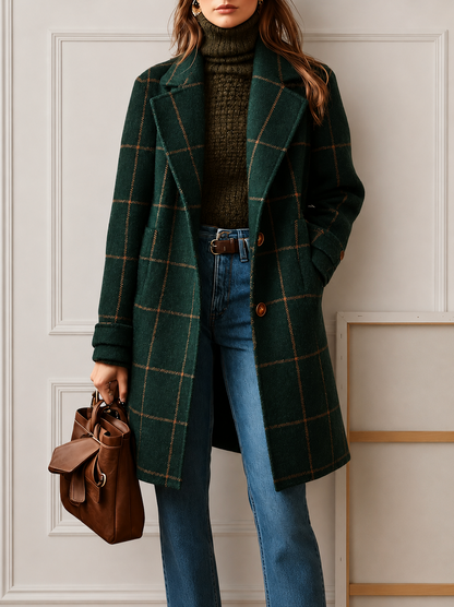 Rosalind | Abrigo Largo de Tweed a Cuadros