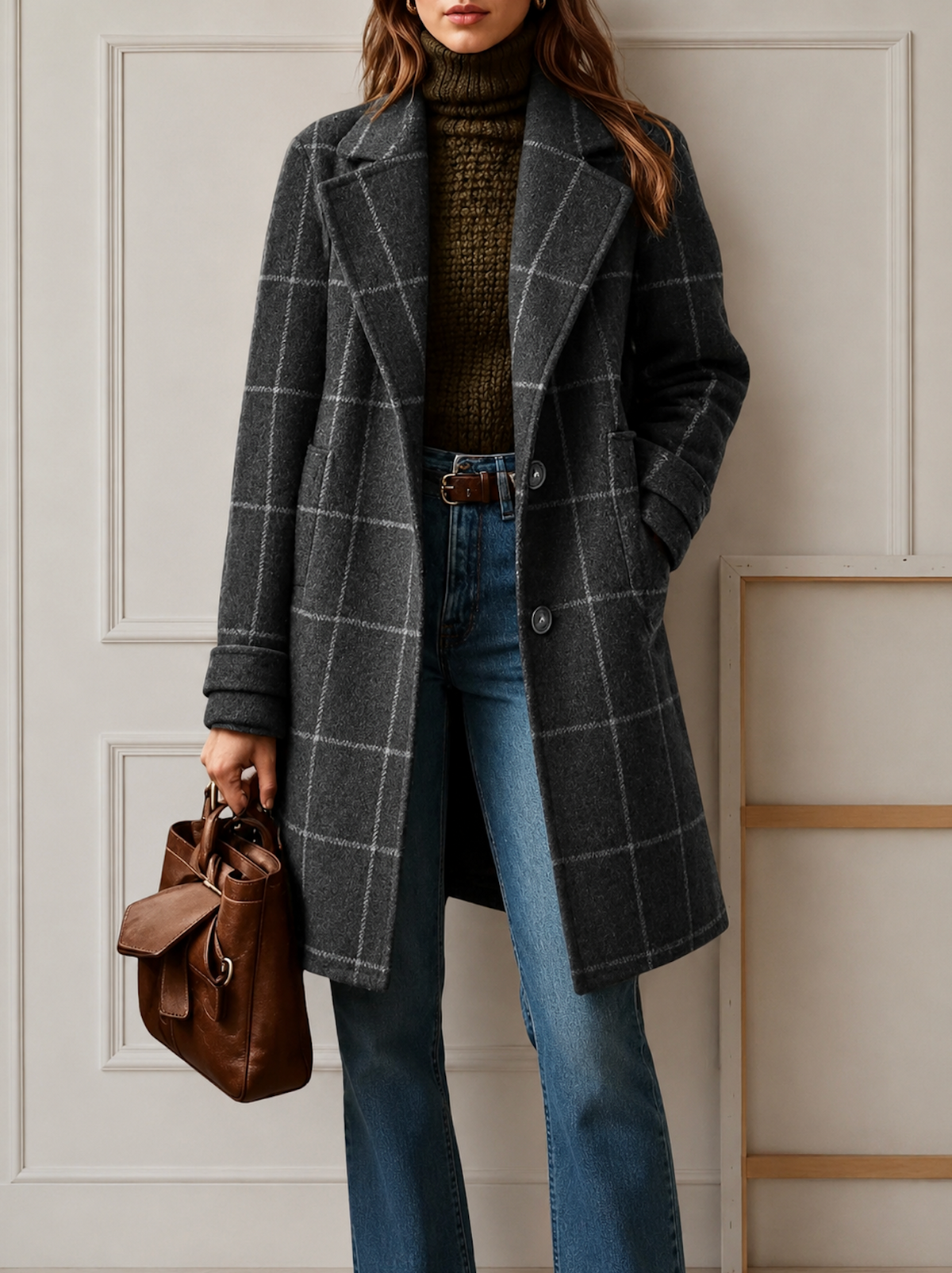 Rosalind | Abrigo Largo de Tweed a Cuadros