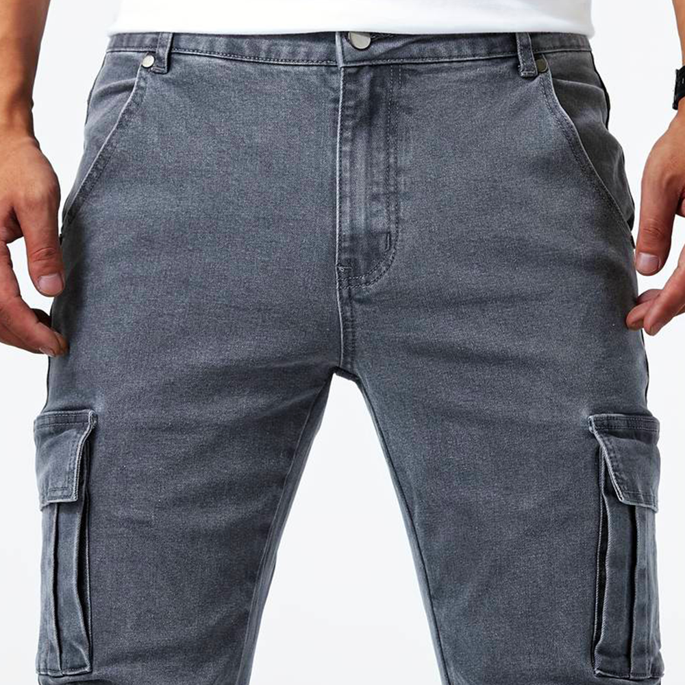 Fabrizio | Pantalón Cargo Vaquero Ajustado con Bolsillos de Solapa