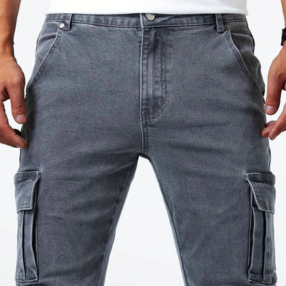 Fabrizio | Pantalón Cargo Vaquero Ajustado con Bolsillos de Solapa