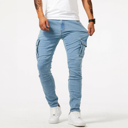 Fabrizio | Pantalón Cargo Vaquero Ajustado con Bolsillos de Solapa