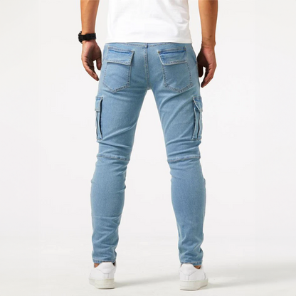 Fabrizio | Pantalón Cargo Vaquero Ajustado con Bolsillos de Solapa
