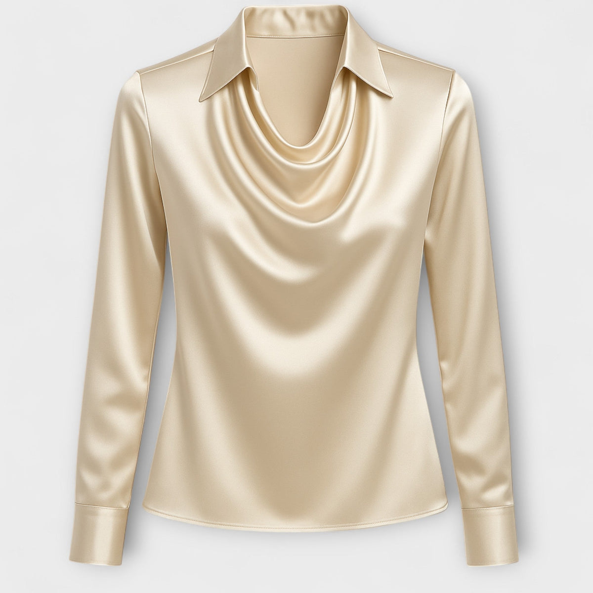 Verity | Blusa de Satén con Cuello y Escote Drapeado