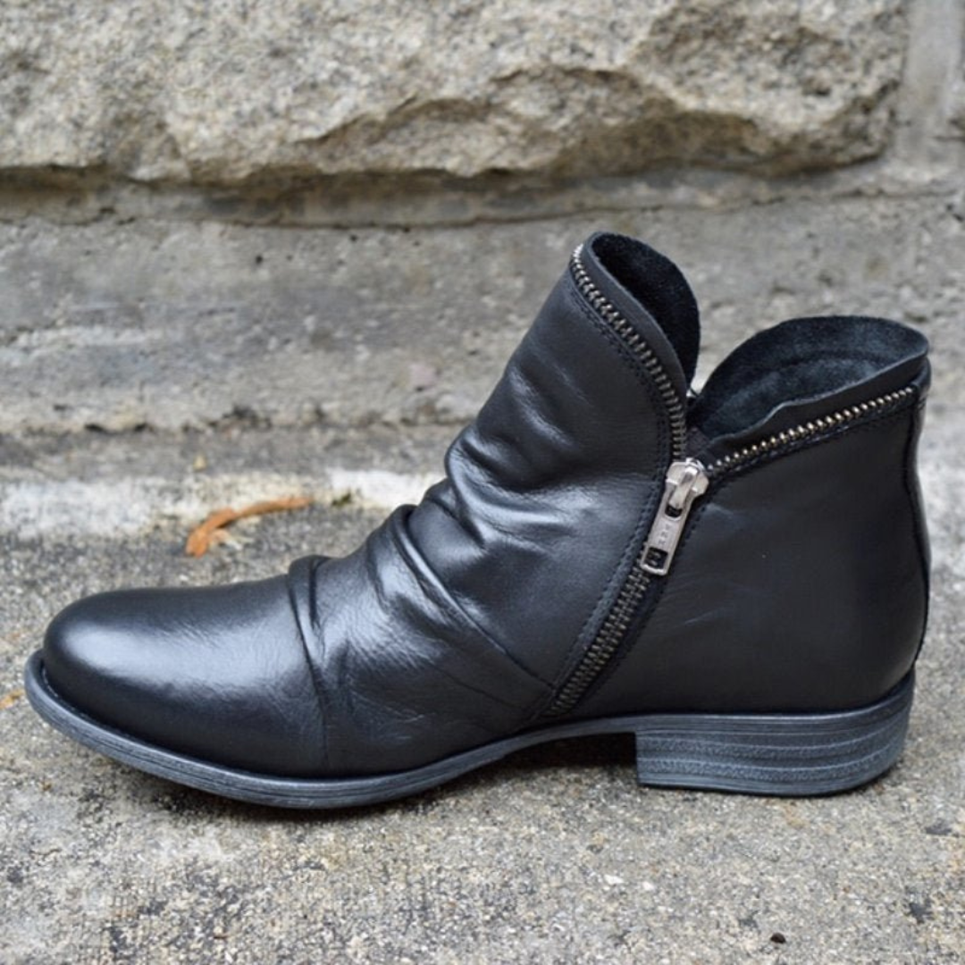 Maelle | Botines Fruncidos de Tacón Bajo