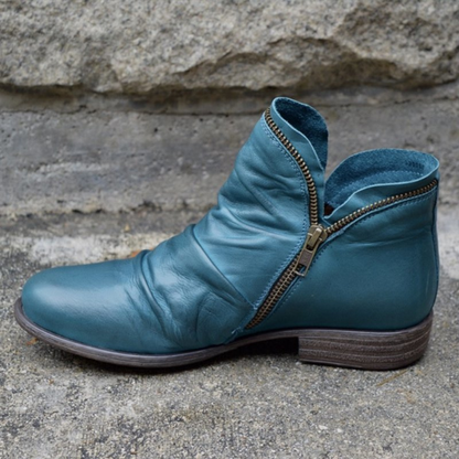 Maelle | Botines Fruncidos de Tacón Bajo