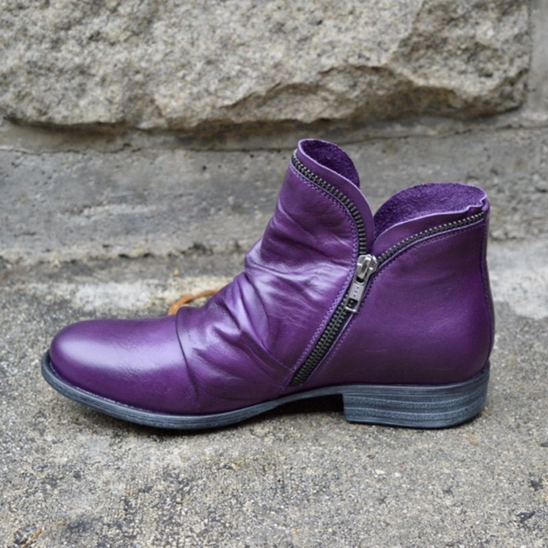 Maelle | Botines Fruncidos de Tacón Bajo