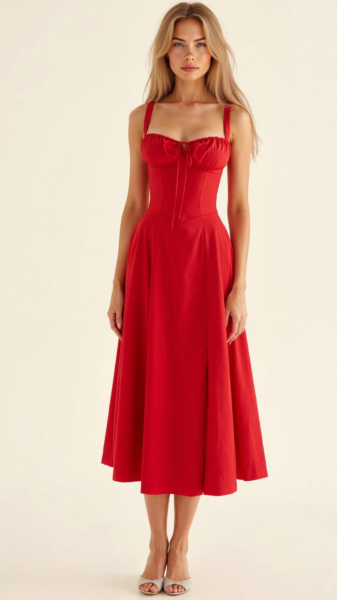 Willa | Vestido Midi de Corsé con Abertura