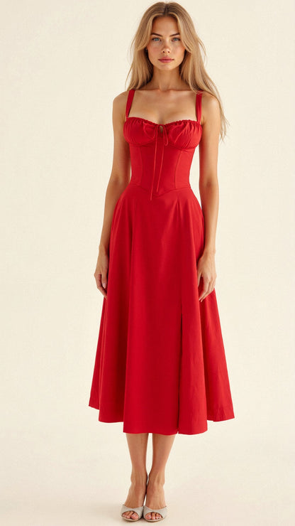 Willa | Vestido Midi de Corsé con Abertura