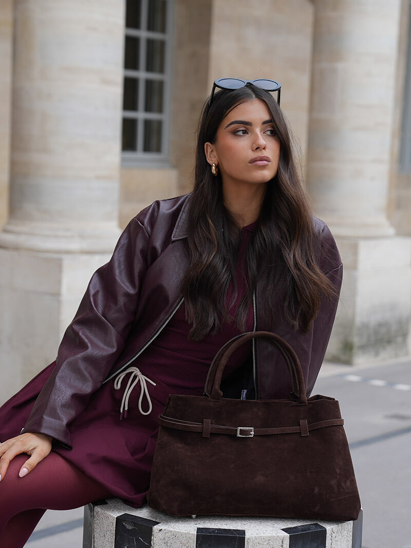 Clarisse | Bolso Shopper de Ante Vegano con Hebillag