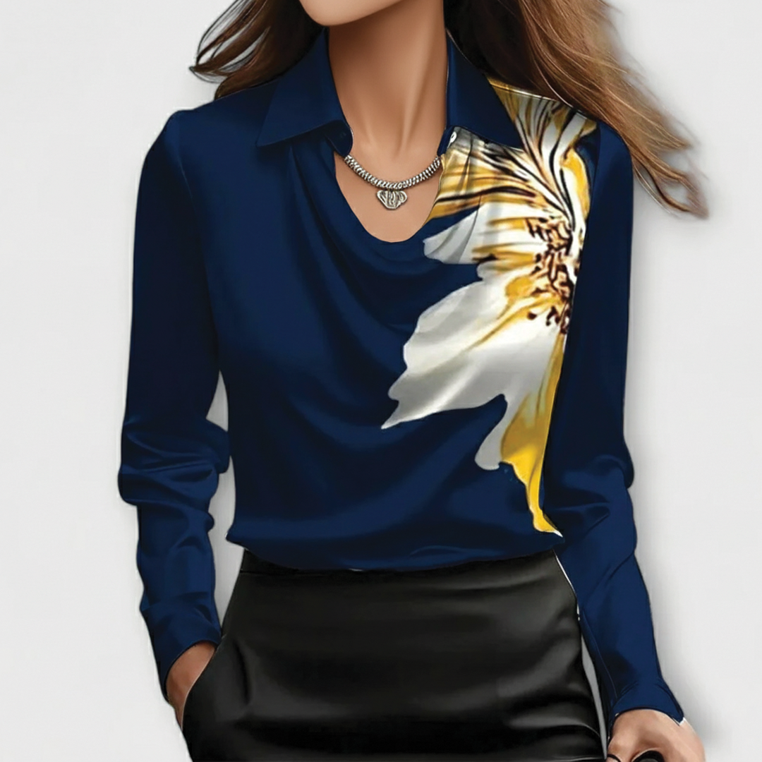 Verity | Blusa de Satén con Cuello y Escote Drapeado