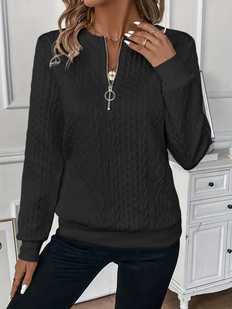 Isaure | Sudadera Texturizada con Media Cremallera de AnillaKomfort-Pullover
