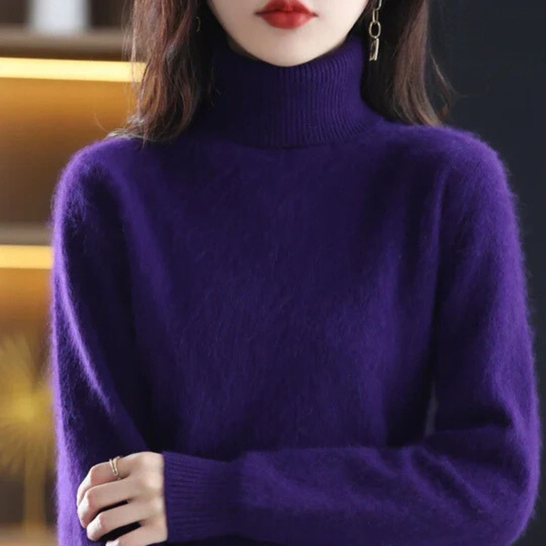 Everly | Jersey de Cachemira Ajustado de Cuello Alto
