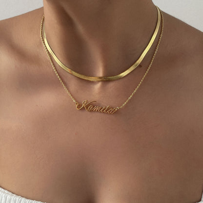Collar de Cadena Plana de Espiga