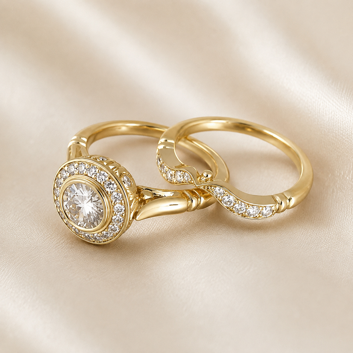 Sloane | Conjunto de Anillos Dorados Vintage con Circonitas