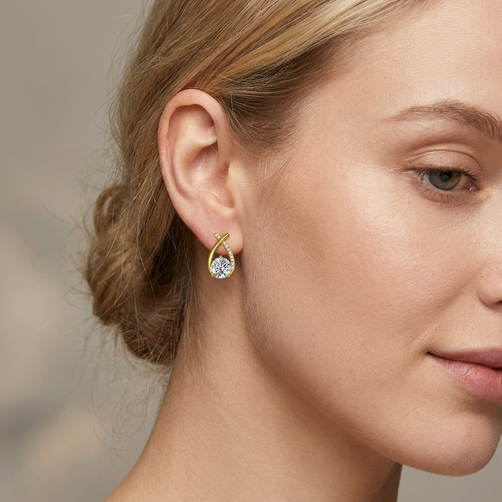 Harlow | Pendientes Dorados de Gota con Cristal