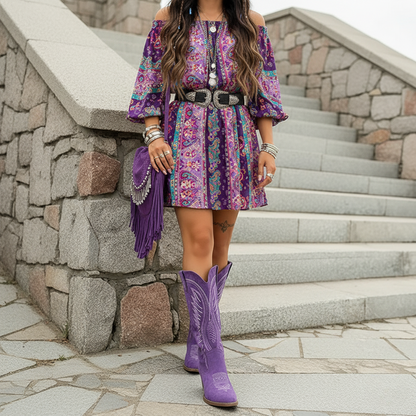 Solana | Botas Cowboy de Mujer Bordadas con Caña Alta