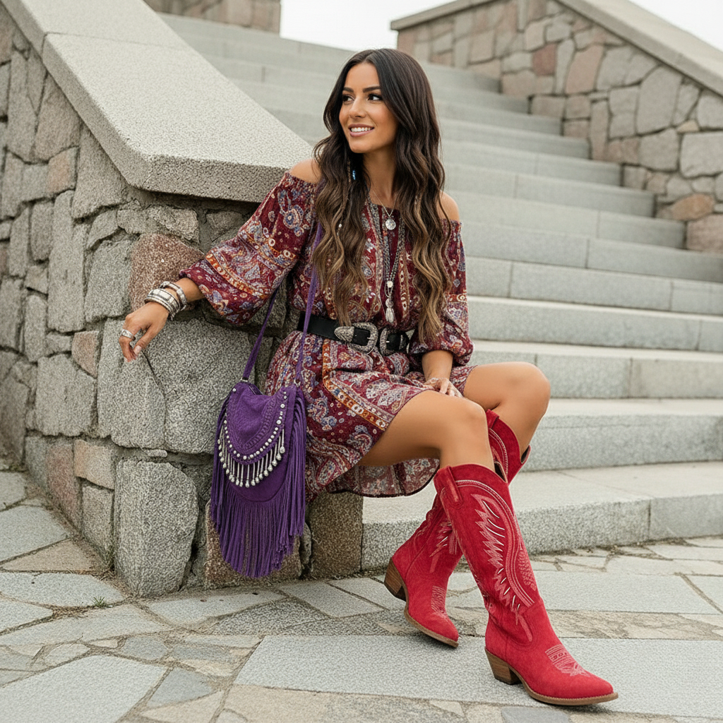 Solana | Botas Cowboy de Mujer Bordadas con Caña Alta